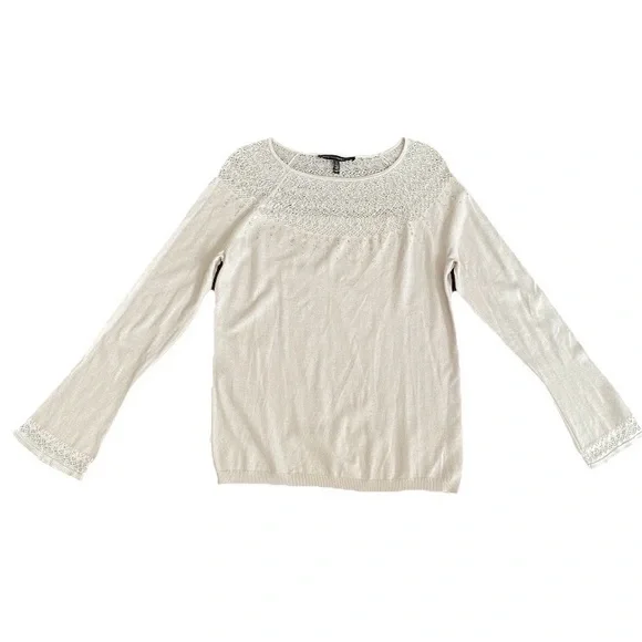 White House Black Market Rhinestone Lace Sweater Large - Picture 1 of 16